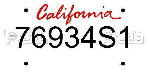 76934S1 California License Plate