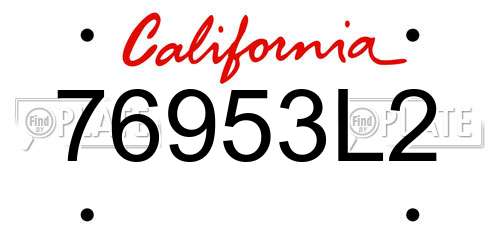 76953L2 California License Plate