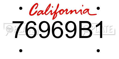 76969B1 California License Plate