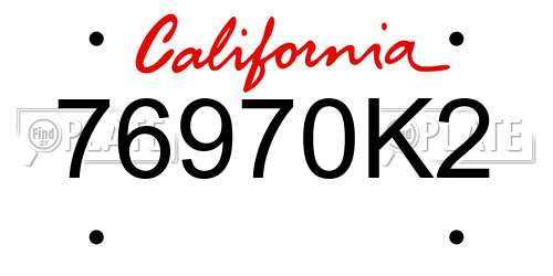 76970K2 California License Plate