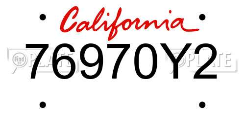 76970Y2 California License Plate