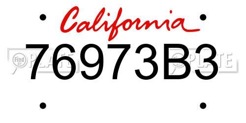 76973B3 California License Plate