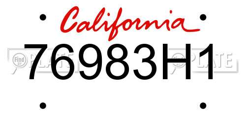 76983H1 California License Plate