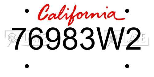 76983W2 California License Plate