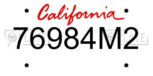 76984M2 California License Plate