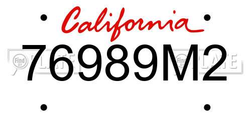 76989M2 California License Plate
