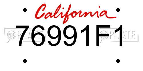 76991F1 California License Plate