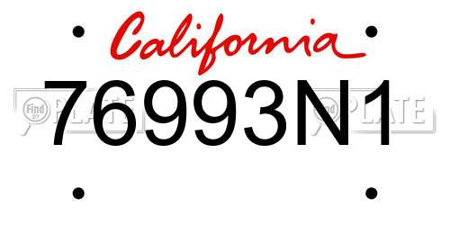 76993N1 California License Plate