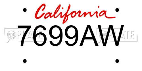 7699AW California License Plate