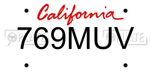 769MUV California License Plate