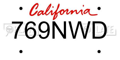 769NWD California License Plate