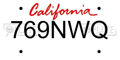 769NWQ California License Plate