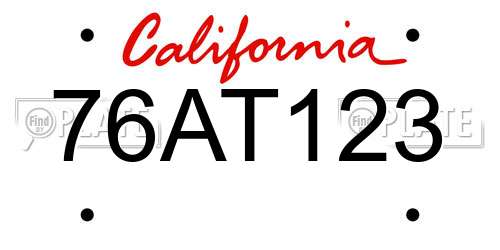 76AT123 California License Plate