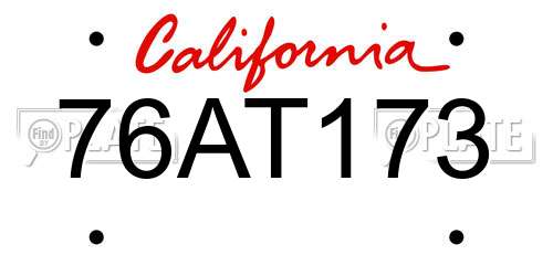 76AT173 California License Plate