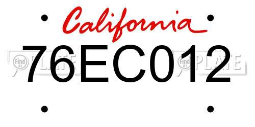 76EC012 California License Plate