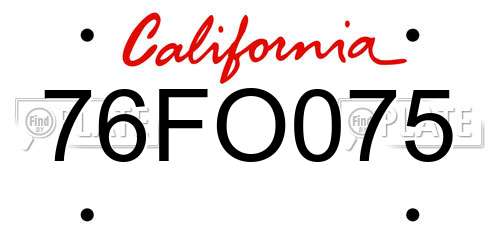 76FO075 California License Plate