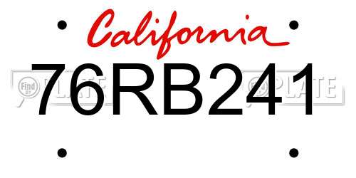 76RB241 California License Plate