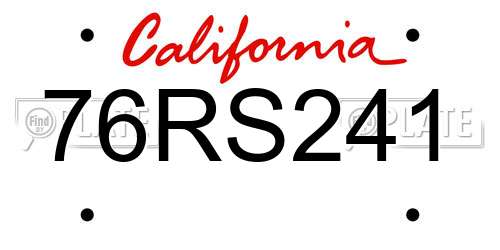 76RS241 California License Plate