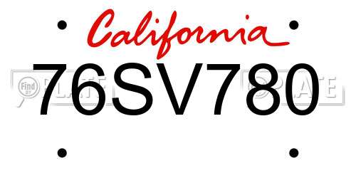 76SV780 California License Plate