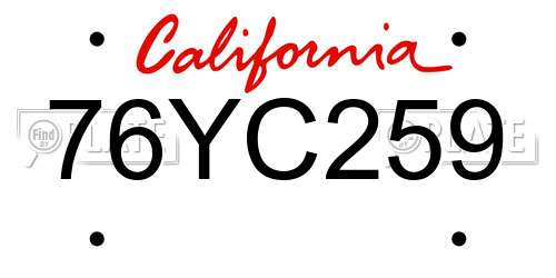 76YC259 California License Plate