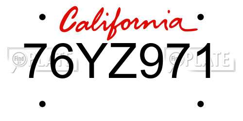 76YZ971 California License Plate