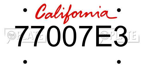 77007E3 California License Plate