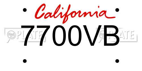 7700VB California License Plate