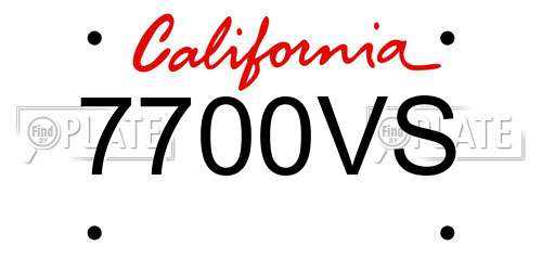 7700VS California License Plate