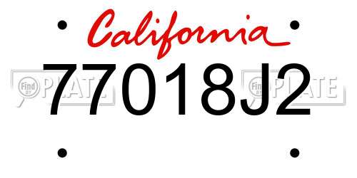 77018J2 California License Plate