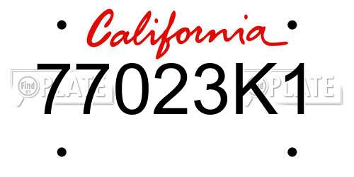 77023K1 California License Plate