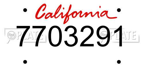 7703291 California License Plate