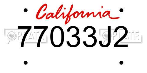 77033J2 California License Plate
