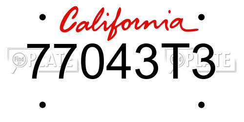 77043T3 California License Plate