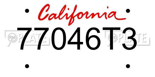 77046T3 California License Plate