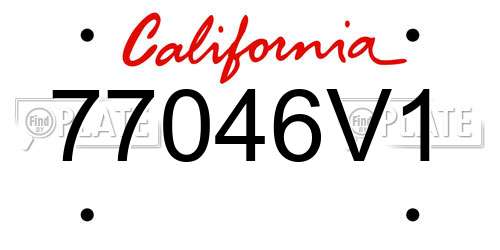 77046V1 California License Plate