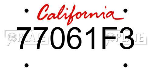 77061F3 California License Plate