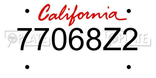77068Z2 California License Plate