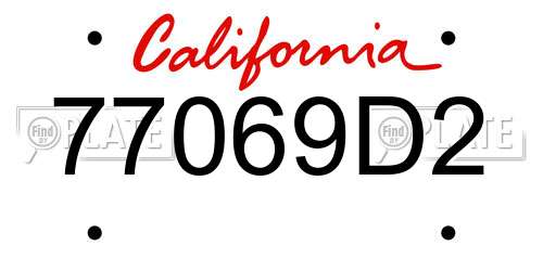 77069D2 California License Plate