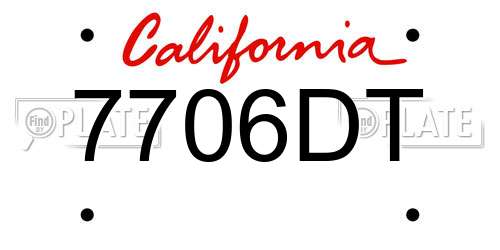 7706DT California License Plate