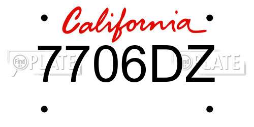 7706DZ California License Plate