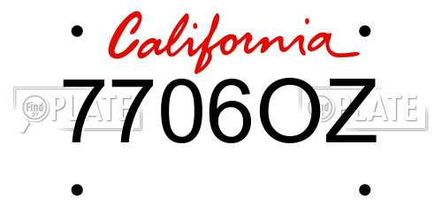 7706OZ California License Plate