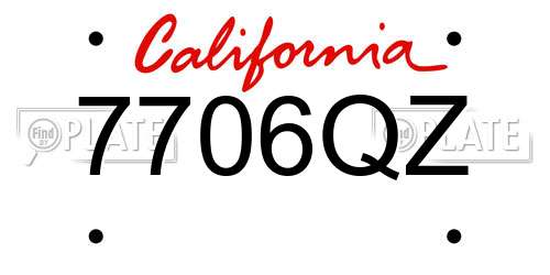 7706QZ California License Plate