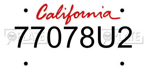 77078U2 California License Plate