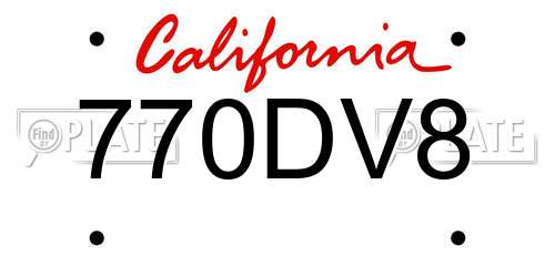 770DV8 California License Plate