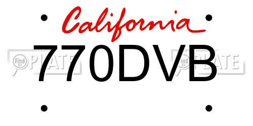 770DVB California License Plate