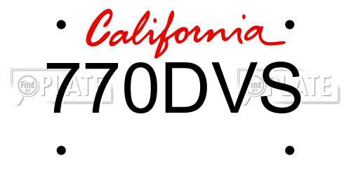 770DVS California License Plate