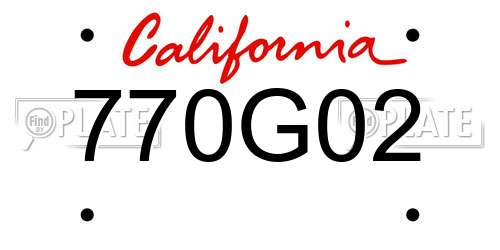 770G02 California License Plate
