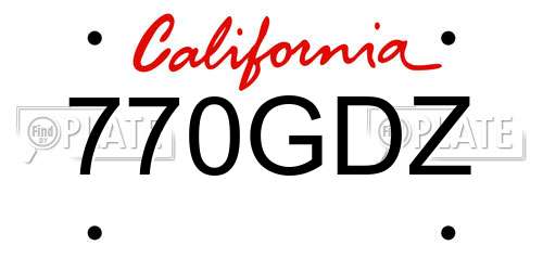 770GDZ California License Plate