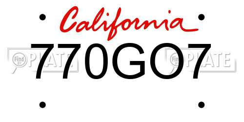770GO7 California License Plate