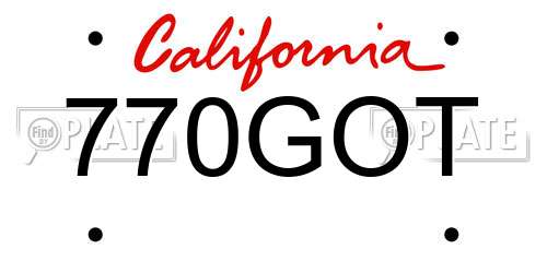 770GOT California License Plate